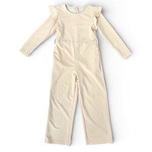 Girls Peach Cream Jumpsuit Size 5/6 Cute One Piece Outfit No Belt